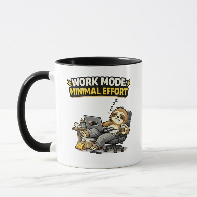 Caneca Work Mode Minimal Effort Funny Sloth (Esquerda)