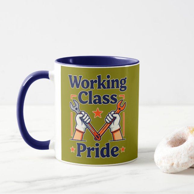 Caneca Working Class Pride Tools and Strength Design (Com Donut)