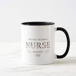 Caneca World’s Kindest Nurse Floral Christmas