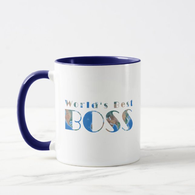 Caneca World's Best Boss, Global Land Physical Map (Esquerda)