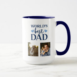 Caneca World's Best Dad 2 photo collage coffe Mug