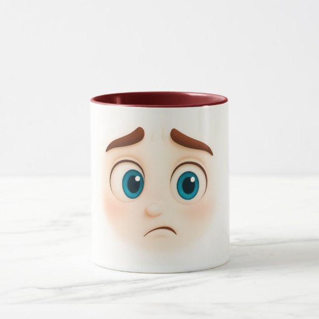 Caneca Worried blue eyes – anxious big mood face (Centro)