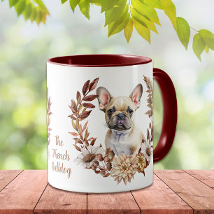 Caneca Wreath de outono do Buldogue Francês