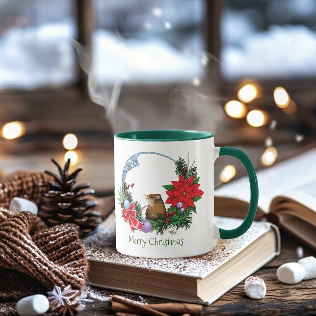 Caneca Wreath do rato de Natal (Criador carregado)