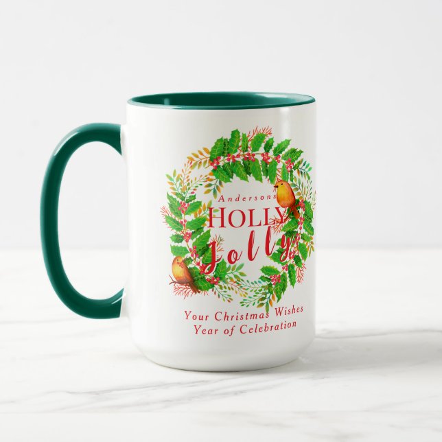 Caneca Wreath Holly Jolly Family White (Esquerda)