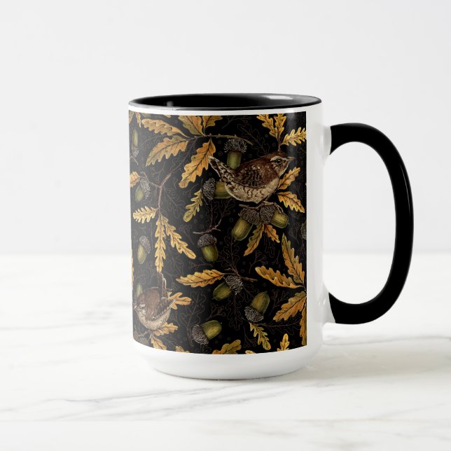 Caneca Wrens e bolotas de preto (Direita)
