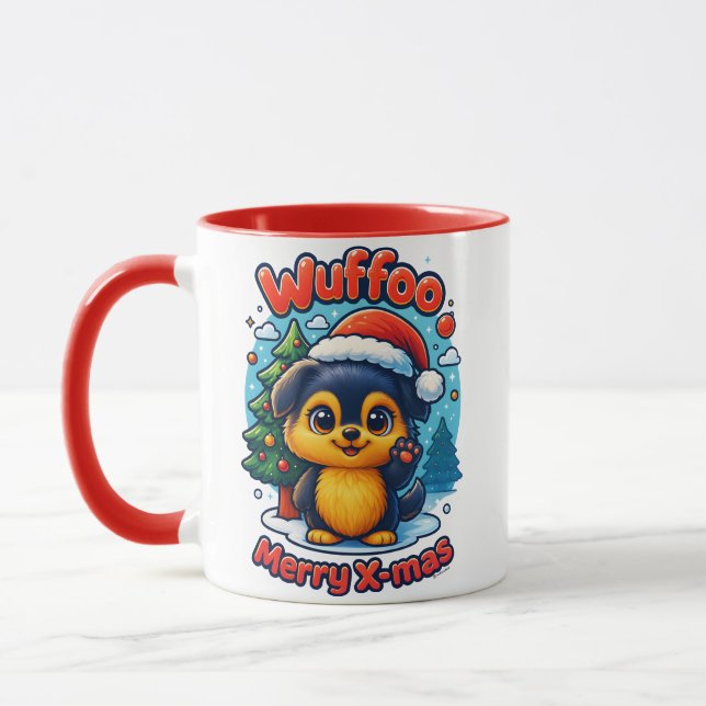 Caneca Wuffoo Molli Merry Natal Kawaii 3D Feriado (Esquerda)