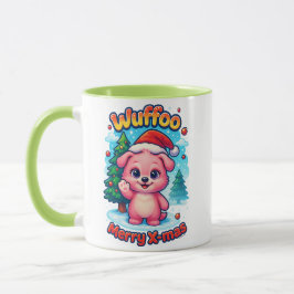 Caneca Wuffoo Shelly Merry Natal Kawaii 3D Feriado