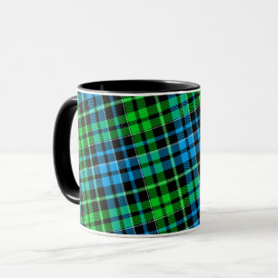 Caneca Xadrez Azul e Verde Tartan Preto