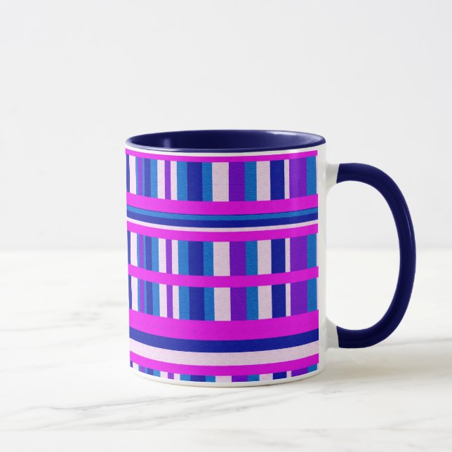 Caneca Xadrez azul roxa rosa (Direita)