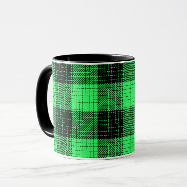 Caneca Xadrez Buffalo com Cruzamento Verde Preto (Frente Esquerda)