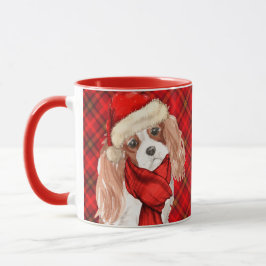 Caneca Xadrez com o Cão de Natal do Rei Charles Spaniel