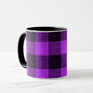 Caneca Xadrez de Búfalo com Cruzamento Roxo Preto