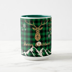 Caneca Xadrez de búfalo verde russa Reindeer de Natal Mug