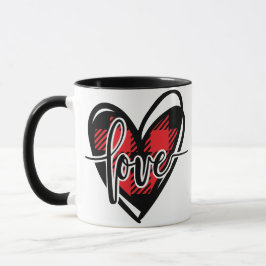 Caneca XADREZ de búfalos do coração do amor