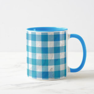 Caneca Xadrez de Buffalo Azul e Branco