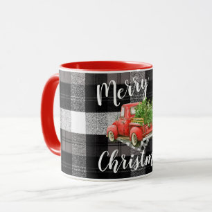 Caneca Xadrez De Caminhão XMAS Vermelho De Café De Natal