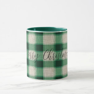 Caneca Xadrez de Creme Verde