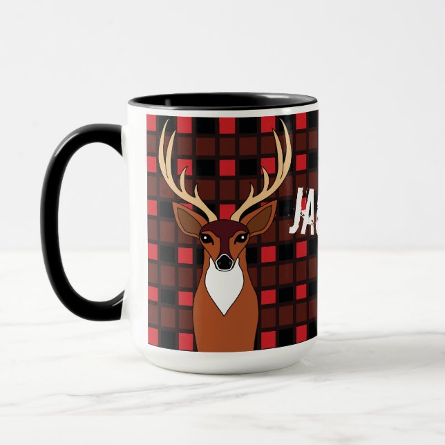 Caneca Xadrez de Deer Hunter Antlers Personalizada (Esquerda)