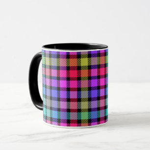 Caneca Xadrez de Madras Brilhante Arco-Íris