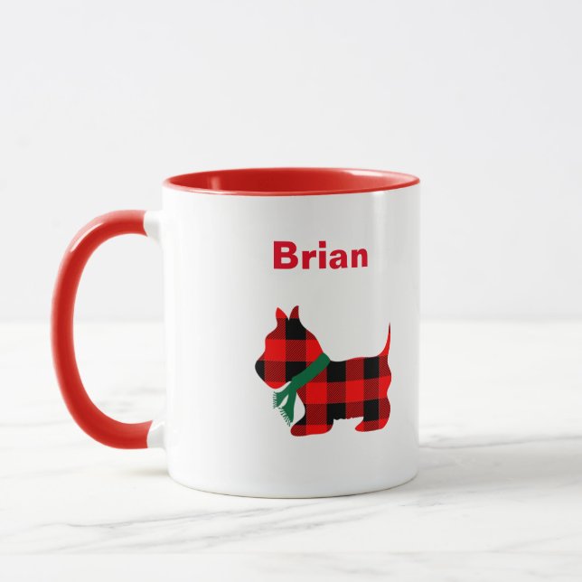 Caneca Xadrez de Natal Personalizada Scottie Mug (Esquerda)