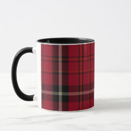 Caneca Xadrez de Tartan branca preta vermelha
