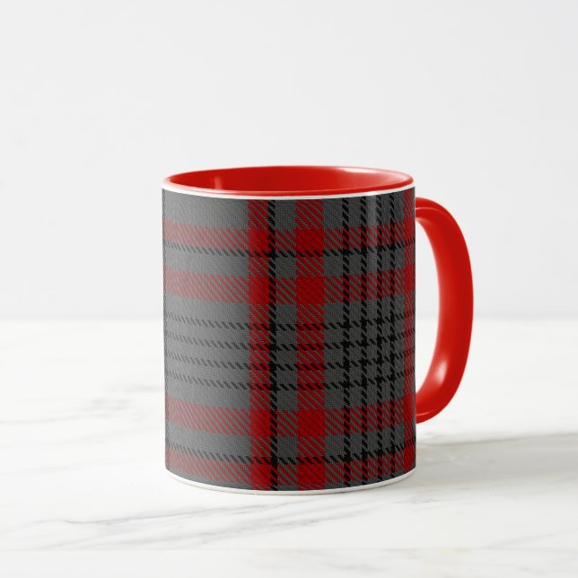 Caneca Xadrez de Tartan gigante preta vermelha cinzenta (Frente Esquerda)