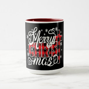 Caneca Xadrez Designio CHRIST com Cruz e Flocos de Neve