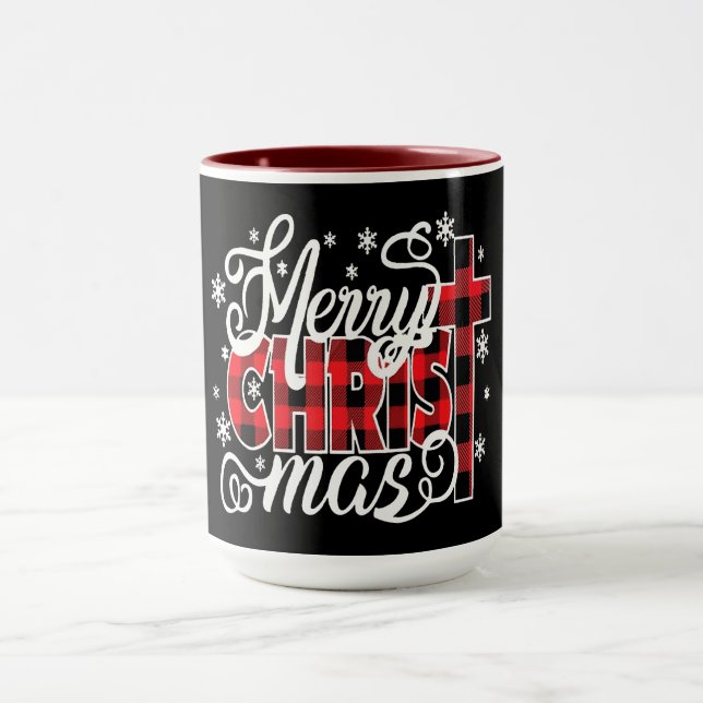 Caneca Xadrez Designio CHRIST com Cruz e Flocos de Neve (Centro)