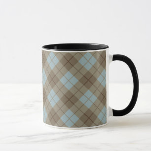 Caneca Xadrez diagonal no azul e no Brown