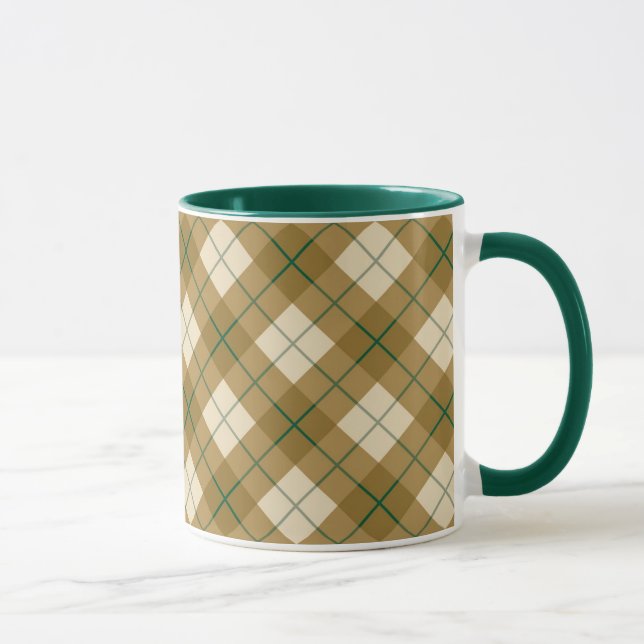 Caneca Xadrez diagonal no ouro com listra verde (Direita)