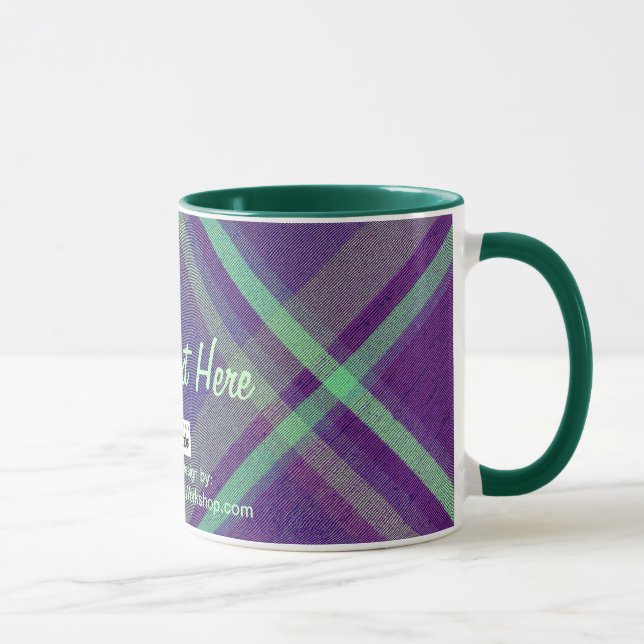 Caneca Xadrez Diagonal, Seu Texto Aqui (Direita)