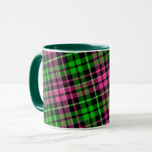 Caneca Xadrez Escocês Rosa e Verde Preto 