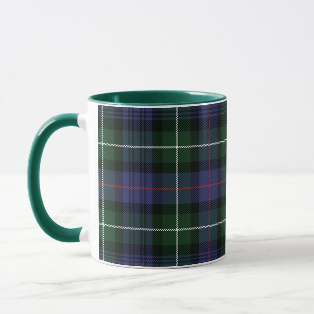 Caneca Xadrez Escocês Roxo Verde Rústico Tartan (Esquerda)