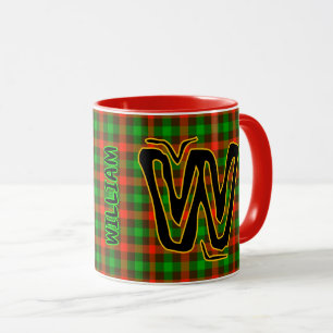 Caneca Xadrez Escocês Rústico Monogramado Café Vintage