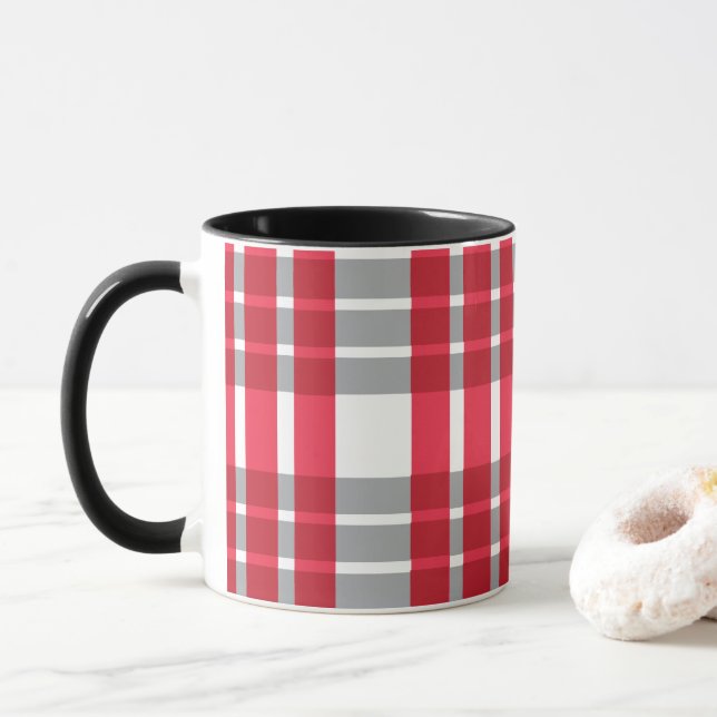Caneca Xadrez escocesa vermelha (Com Donut)