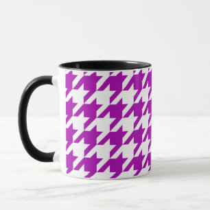 Caneca Xadrez Houndstooth Branco Roxo