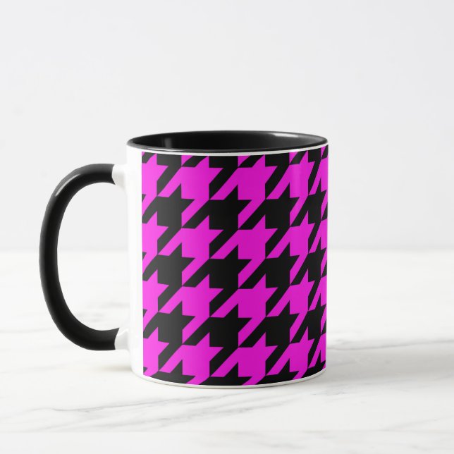 Caneca Xadrez Houndstooth Preto Roxo  (Esquerda)