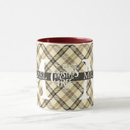 Caneca Xadrez Moderno de Búfalo com Monograma de Natal