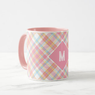 Caneca Xadrez Monograma Personalizada / Padrão Tartan
