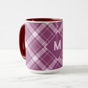 Caneca Xadrez Monograma Personalizada / Padrão Tartan