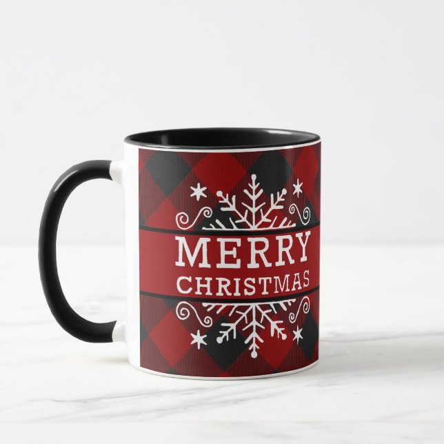 Caneca Xadrez Natal feliz floco de neve  (Esquerda)