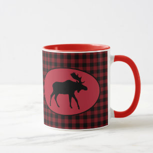 Caneca Xadrez preta vermelha dos alces
