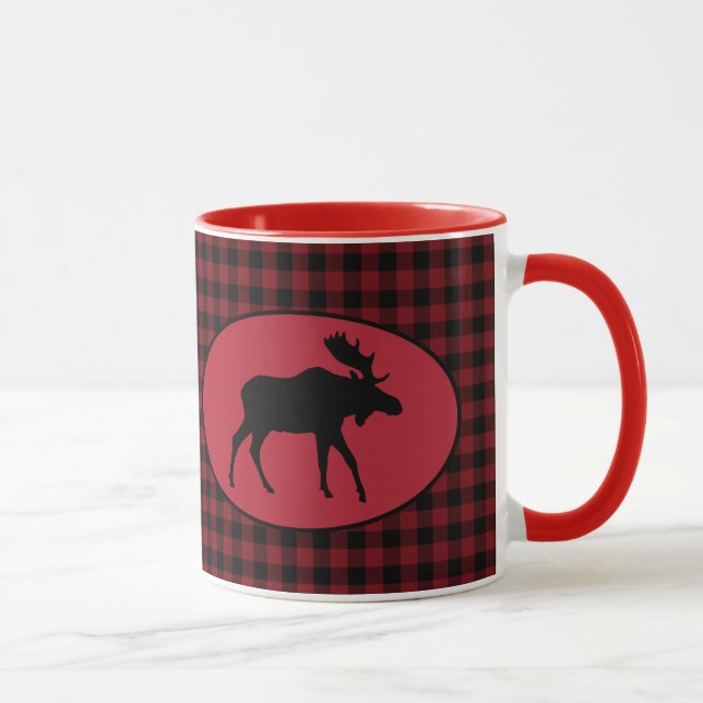 Caneca Xadrez preta vermelha dos alces (Direita)