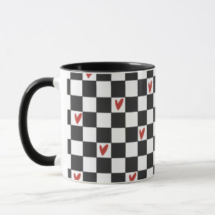Caneca Xadrez Preto e Branco Estética Moderna