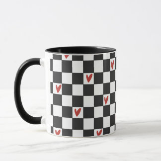 Caneca Xadrez Preto e Branco | Estética Moderna
