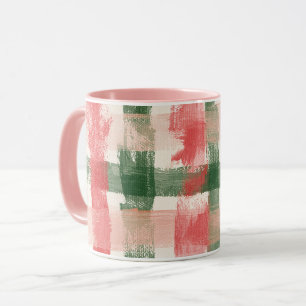 Caneca Xadrez Rosa Vermelho Verde Xadrez Branco Listras
