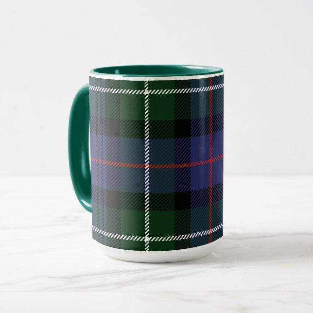 Caneca Xadrez Rústico Roxo e Verde Tartan (Frente Esquerda)