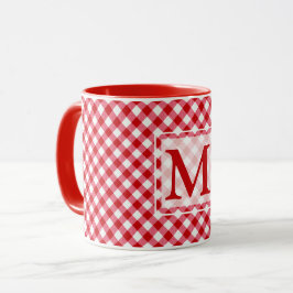 Caneca xadrez tartan clássica textura branca vermelha clá