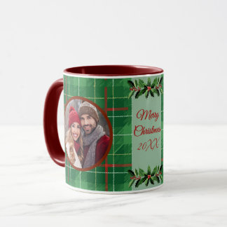 Caneca Xadrez Verde da Família Personalizada